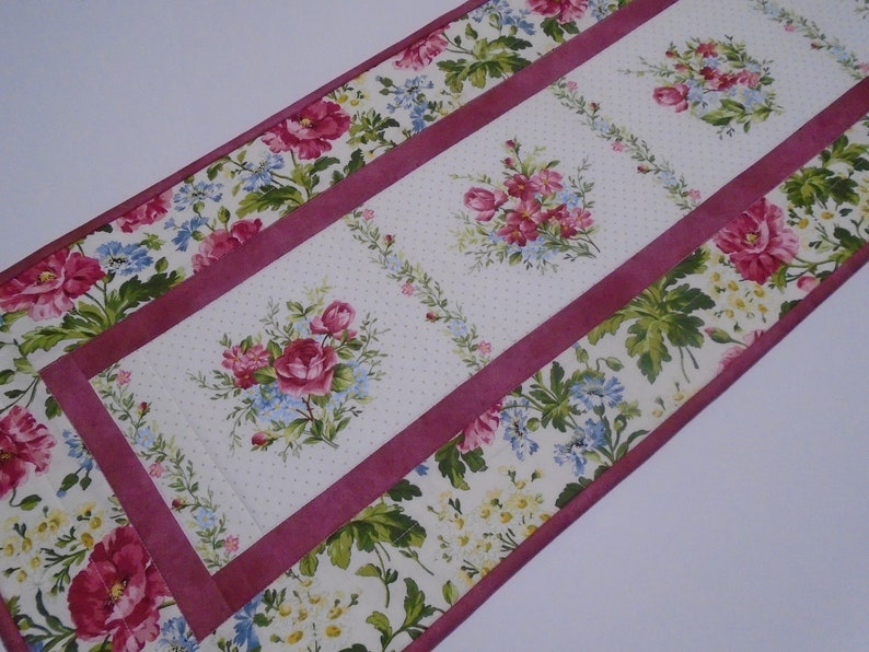 Fl Quilted Table Runner Spring Flowers Image 0