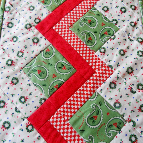 Christmas Quilted Table Runner in Red and Green