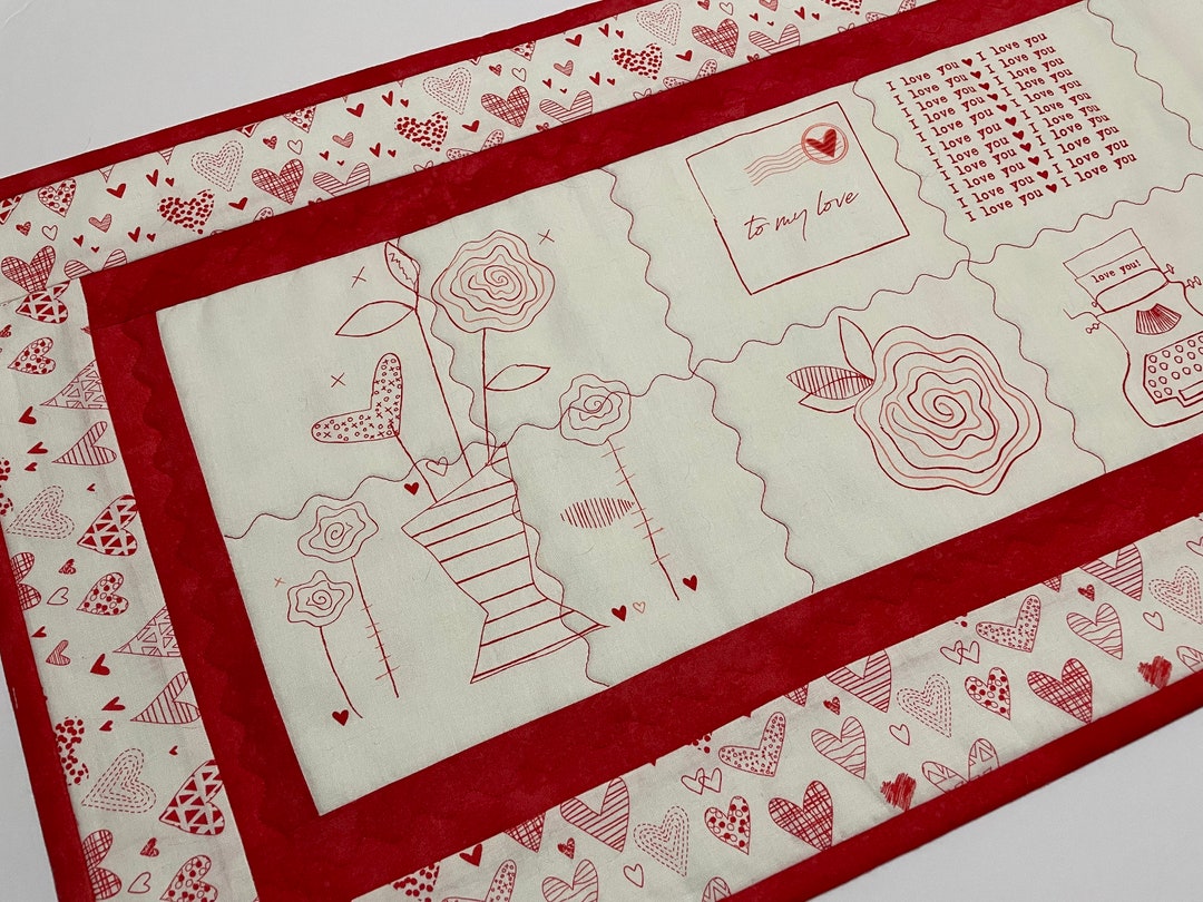 Crimson Valentine Dream Quilted Table Runner NCU0HNH757