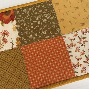 Fall Floral Mini Quilt, Quilted Table Topper: Reversible Candle Mat, Easter Decor, (9.5" x 14")