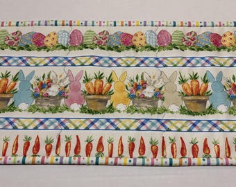 Peek a Boo Bunnies Quilted Table Runner, Spring Garden Decor, Easter Decor, (9 1/2" x 37")