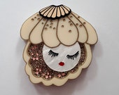 SALE Sleepy Oyster (Grande Edition) Wearable Art Brooch by Winnifreds Daughter