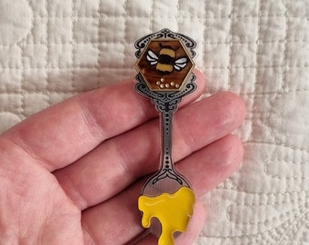 Sweeter Than Honey Collectable Souvenir Spoon Wearable Art Brooch by Winnifreds Daughter