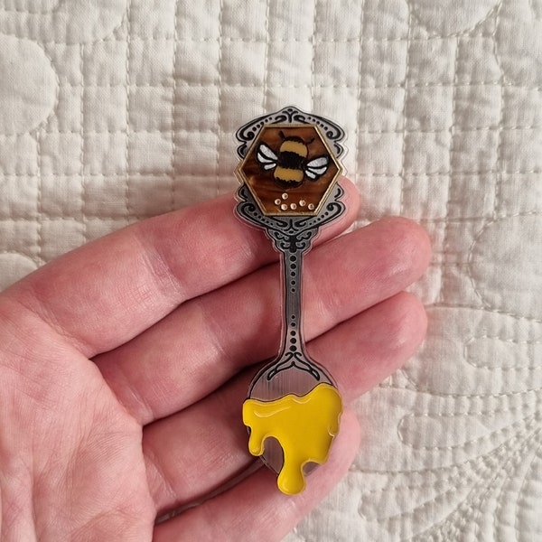 Sweeter Than Honey Collectable Souvenir Spoon Wearable Art Brooch by Winnifreds Daughter