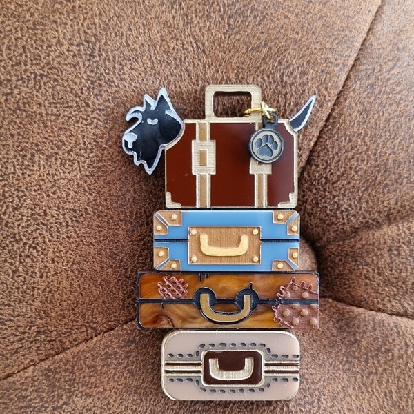 The Travelling Scottie Wearable Art Brooch by Winnifreds Daughter