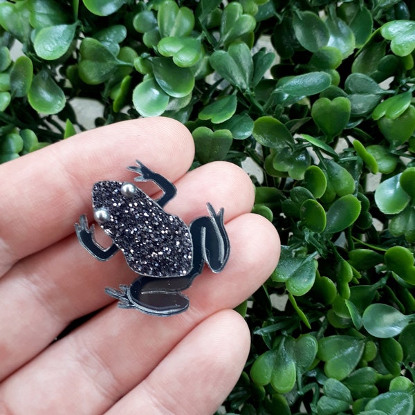 Coal Love Frog Wearable Art Brooch by Winnifreds Daughter