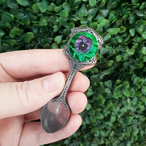 Pretty Perfect Pansy Collectable Souvenir Spoon Wearable Art Brooch by Winnifreds Daughter