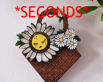 SECONDS GRADE Gathering The Daisies Wearable Art Brooch by Winnifreds Daughter