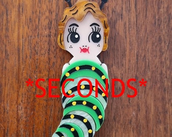 SECONDS GRADE Miss Grapevine Grub Kewpie Babe (Swallowtail Edition) Wearable Art Brooch by Winnifreds Daughter