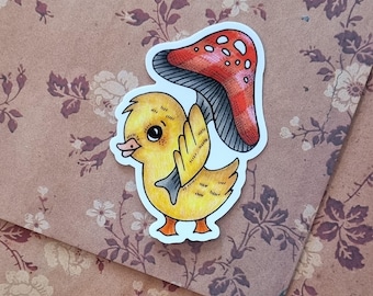 Coopers Creek Mushroom Duck Illustrated Vinyl Sticker by Winnifreds Daughter