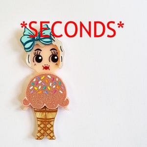 SECONDS GRADE Miss Soft Serve Sprinkles Strawberry Flavour Kewpie Babe Wearable Art Brooch by Winnifreds Daughter image 1