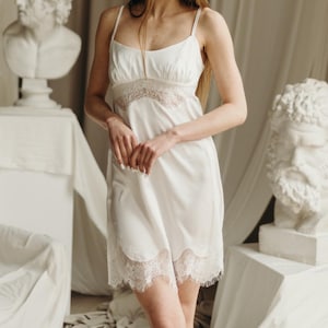 Bridal nightgown, ivory silk satin wedding nightgown, bridal peignoir, honeymoon lingerie