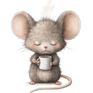 Cute Mouse Coffee Wall Art – Cozy Animal Printable for Nursery, Kitchen, or Coffee Bar | Whimsical Instant Digital Download