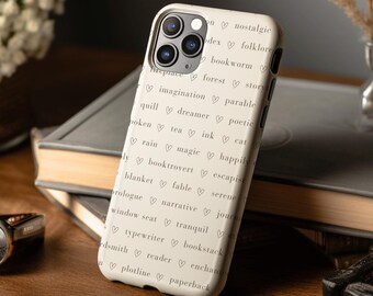 Funda vintage para teléfono con temática de libros, funda rígida minimalista personalizada, regalo acogedor para amantes de los libros, iPhone 17, 16, 15, 14, 13 y 12, Galaxy S25, S24, S23, S22 y S21, Pixel