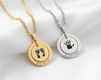 Personalized Baby Hand and Footprint Necklace | Personalized New Mom Gift | Baby Footprint Jewelry | Mother’s Day Gift | Newborn Keepsake