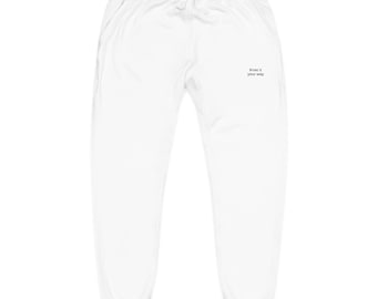 Joggingbroek met kleine borduursels | Witte joggingbroek van fleece