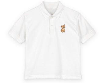 Youth Embroidered Puppy Polo Shirt – Breathable Cotton-Poly Blend, OEKO‑TEX® Certified