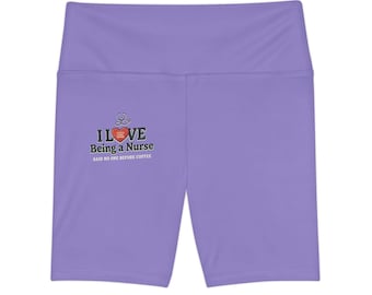 I Love Being a Nurse heart logo Women's Workout Shorts | Nurse Fitness Activewear