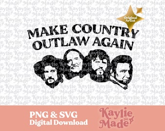 Hombres de la carretera SVG, Outlaw Country SVG, Make Country Outlaw Again PNG, Música country SVG, Johnny Cash, Dolly Parton, Waylon, Kris, Zach