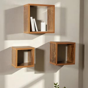 Handgefertigtes Holz Wandregal | Schwebendes Regal - Das Geheimnis für müheloses Zuhause Charm (3er Set)