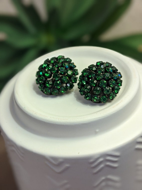 1950's Emerald Green Rhinestone Earrings
