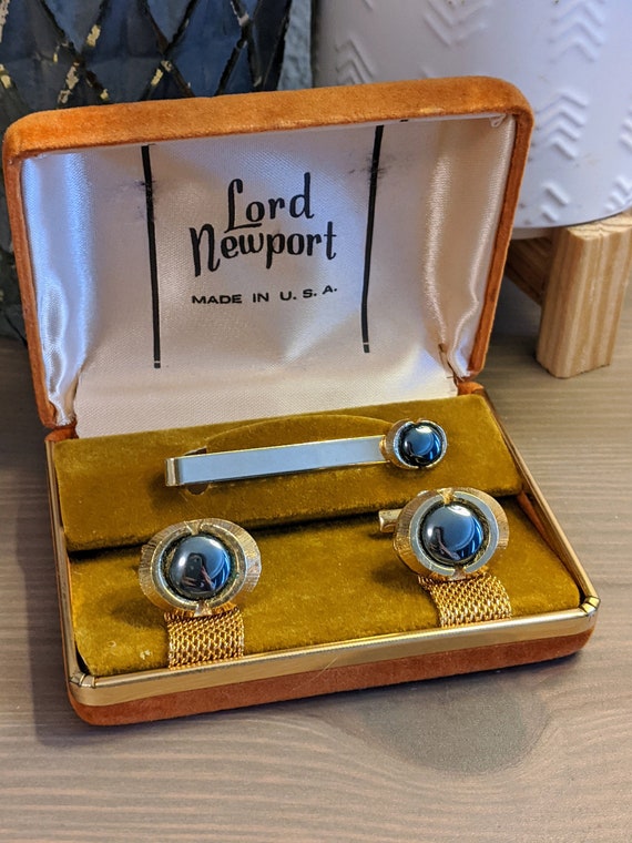 Vintage Lord Newport Cufflink & Tie-clip Set