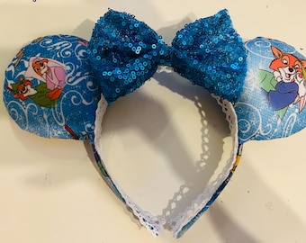 Robin Hood themed, Disney ears, mouse ears, Mickey ears, Minnie ears, blue ears, fox, hand made, classic cartoon