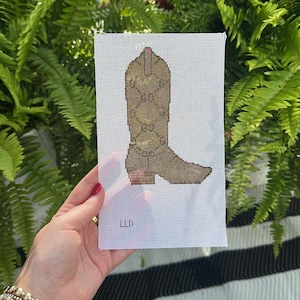 GG Cowgirl boot needlepoint canvas