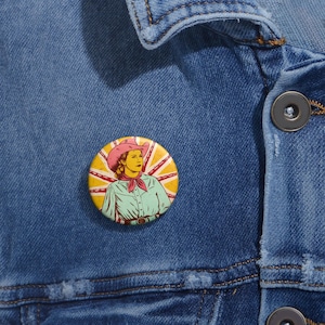 Ride Like a Girl | Retro Cowgirl Feminist Pinback Button | Cute Accessories, Badge Gifts for Friends, Retro Style, Vintage Flair
