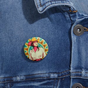 Ride Like a Girl | Retro Cowgirl Feminist Pinback Button | Cute Accessories, Badge Gifts for Friends, Retro Style, Vintage Flair