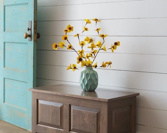 Amish Cedar Chest – Shaker Style Maple Blanket Storage Bench, Driftwood Finish