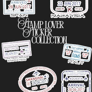 Travel Lover Sticker Set Sticker Collection Passport Stamp Stickers for Scrapbooks , Journals, Notebooks, Digital Stickers (PNG, PDF & SVG)