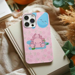Leuke kawaii axolotl snap-hoesjes voor telefoons, leuke telefoonhoezen, leuk design hoesje, cadeau voor vrienden, leuke accessoires voor tieners