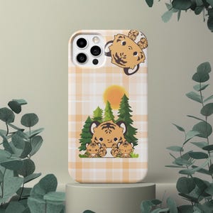 Bonita funda de tigre para teléfono, funda estética de animal, regalo para amantes de la naturaleza, bonitos accesorios kawaii, funda moderna para teléfono