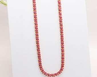 Ruby Long Necklace Set, 22K Gold Plated Statement Jewelry