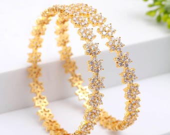 Brazaletes de cristal chapados en oro de 22 quilates: joyería de boda india