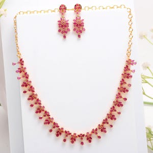 Ruby Necklace Set | 22K Gold Plated Indian Bridal Jewelry