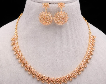 Set di collana con citrino / placcata oro 22 carati