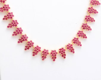 Rubin Halskette Set, 22K Vergoldet