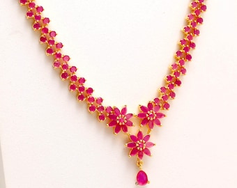 Ruby Necklace Set | Handcrafted 22K Gold Plated Indian Jewelry
