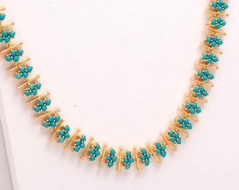 Turkoois kettingset, 22 kt verguld | Elegant lichtgewicht ontwerp