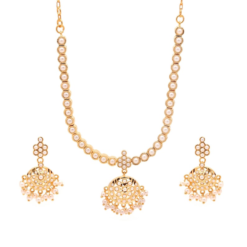 Pearl Addigai Necklace: South Indian Temple Jewelry, Gold Plated - Etsy