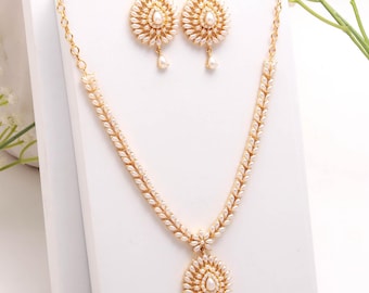 22K Gold Plated Pearl Necklace Set