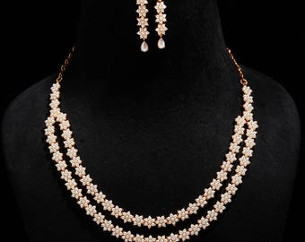 Pearl Necklace Set, 22K Gold Plated