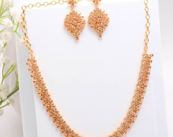 Parure con collana di zaffiri gialli, placcata oro 22 carati