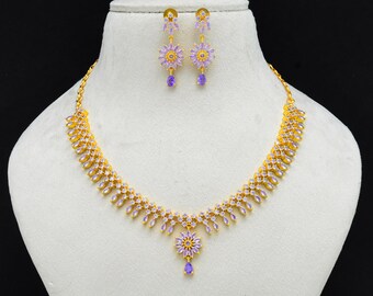 Amethyst Necklace Set, 22K Gold Plated
