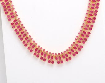 Ruby Necklace Set : 22K Gold Plated Indian Bridal Jewelry