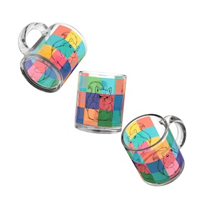 Taza de cristal con diseño de ardilla, colorida taza de dibujos animados, regalo para amantes de los animales, taza de café única, divertida decoración de cocina, regalo de cumpleaños