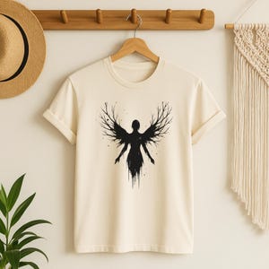 Dark Angel Shirt, Angel Wings Graphic Tee, Gothic Angel T-Shirt, Biblically Accurate Angel Art, Grunge Aesthetic Gift for Her