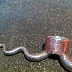 Hammered copper ring lined in reclaimed silver image 2